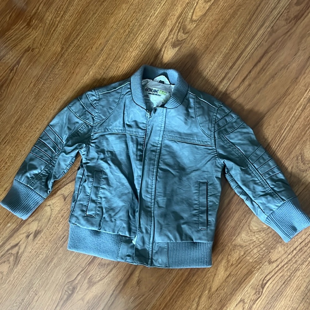 Boys gray faux leather jacket